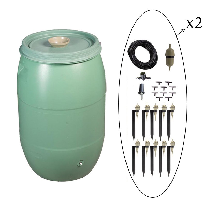 Irrigation goutte à goutte - Kit avec maxi réserve d'eau - Kit: 20 plantes - Volume: 120L Irrigation goutte à goutte - Kit avec maxi réserve d'eau - Kit: 20 plantes - Volume: 120L
