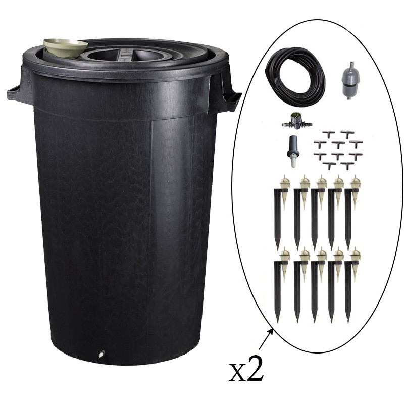 Arrosage goutte à goutte - Kit avec réserve d'eau 120L  - Kit: 20 plantes