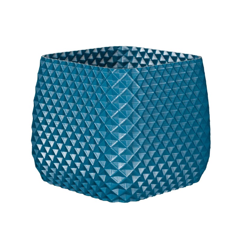 Jardinière carrée balcon et jardin - Design Ananas  - Couleurs: Bleu paon - Volume: 10L