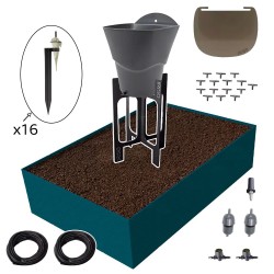 Carré potager 80x120cm - Arrosage autonome goutte à goutte - Kit 16 plants