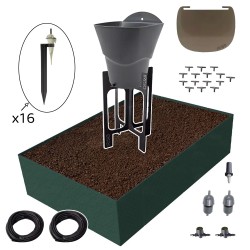 Carré potager 80x120cm - Arrosage autonome goutte à goutte - Kit 16 plants