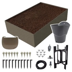 Carré potager 80x120cm - Arrosage autonome goutte à goutte - Kit 10 plants
