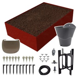 Carré potager 80x120cm - Arrosage autonome goutte à goutte - Kit 10 plants