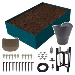 Carré potager 80x120cm - Arrosage autonome goutte à goutte - Kit 10 plants