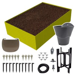 Carré potager 80x120cm - Arrosage autonome goutte à goutte - Kit 10 plants