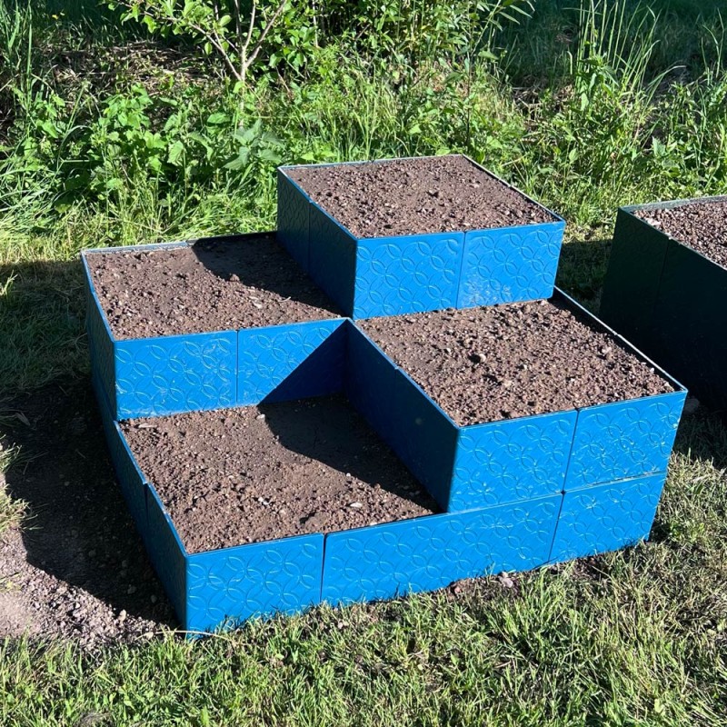 Carré jardin potager design multi niveaux  - Couleurs: Bleu paon - Hauteur: 60 cm
