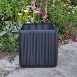 pot de fleurs carre exterieur gris anthracite