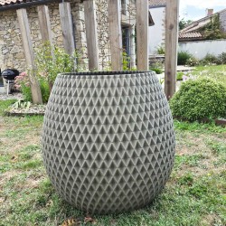 pot de fleurs geant design gris motif geometrique