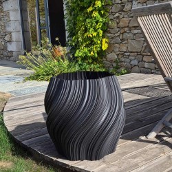 grand pot de fleur design original anthracite terrasse