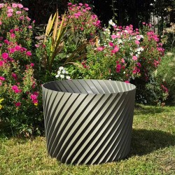 gros cache pot design spirale gris deco jardin