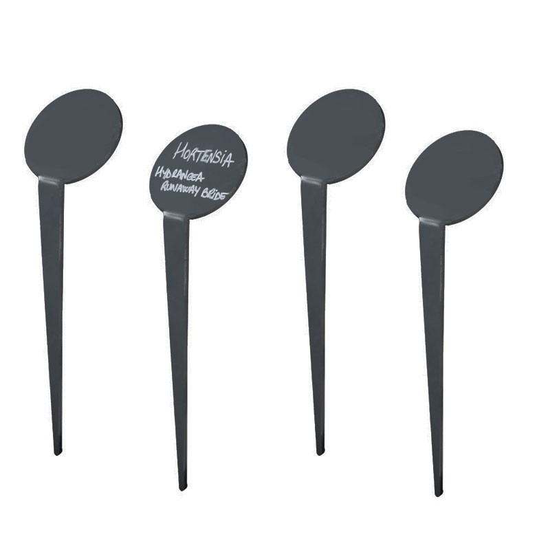 étiquettes jardins inclinées rondes solides et épaisses gris anthracite