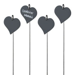 grandes étiquettes de jardin forme coeur couleur noir