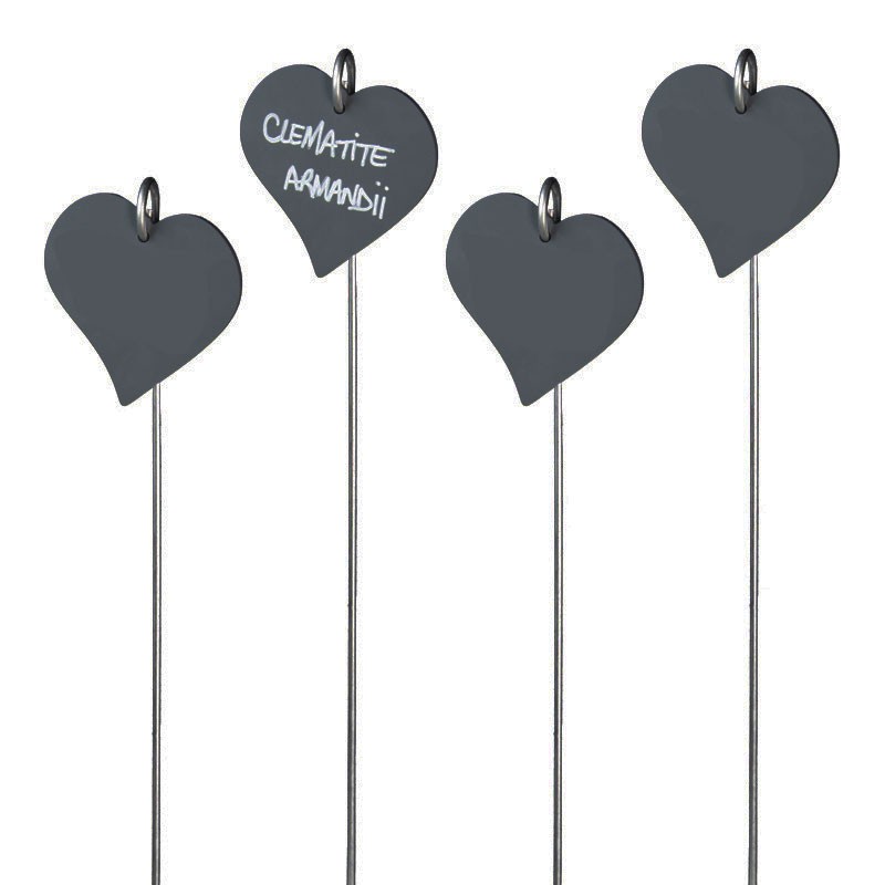 grandes étiquettes de jardin forme coeur couleur noir
