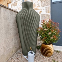collecteur d'eau pluviale design gris kaki pour aménagement extérieur