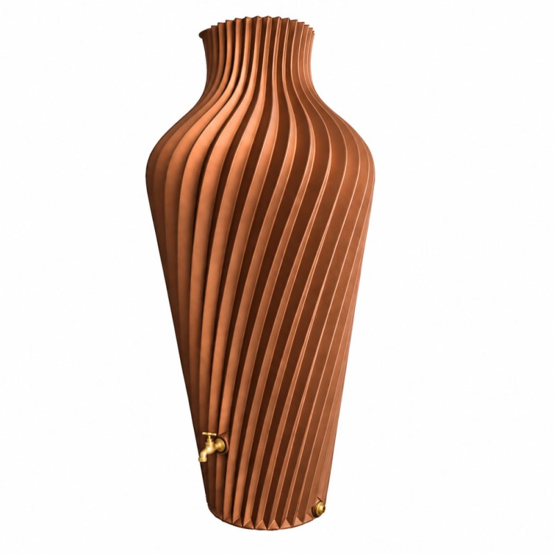 petit récupérateur eau de pluie design pour balcon et terrasse couleur cuivre