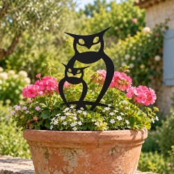 chouettes décoratives design à piquer dans pots ou jardin