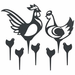 Animaux Décoratifs pour  Jardin - Coq, poule et poussins