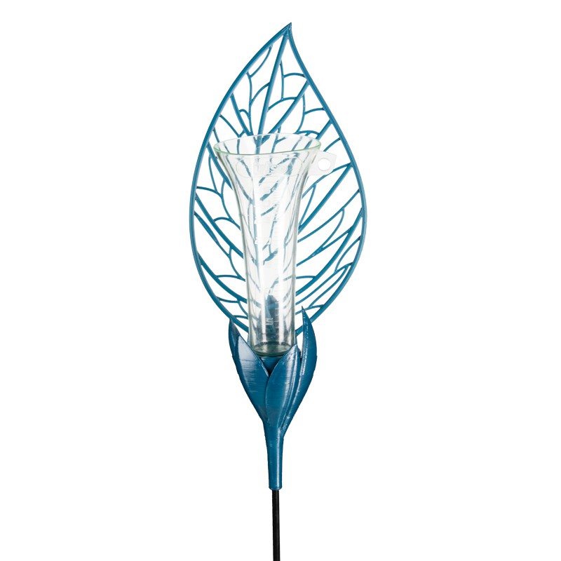 pluviomètre-décoratif-feuille-iriso-bleu-paon