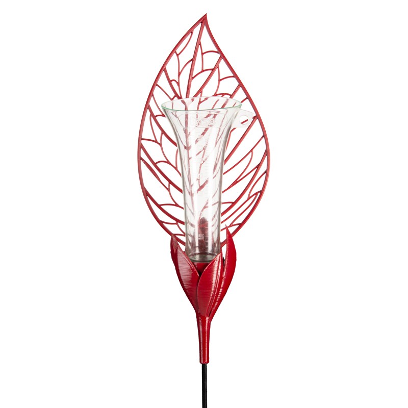 pluviomètre-décoratif-feuille-iriso-rouge
