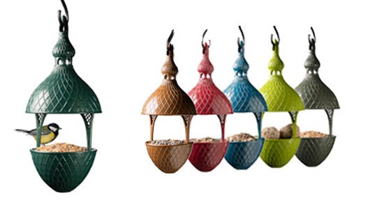 mangeoire-oiseaux-à suspendre-design-forme-gland-vert-profond-iriso