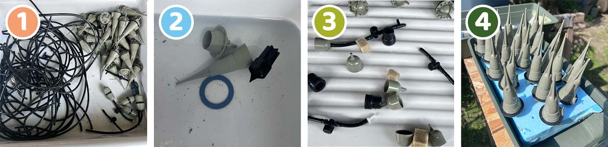 nettoyage goutte à goutte pieds goutteurs